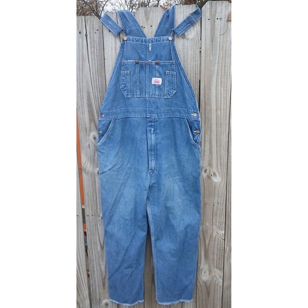 Round House Men’s Blue Denim Bib Overalls Carpenter 42x32 USA Workwear